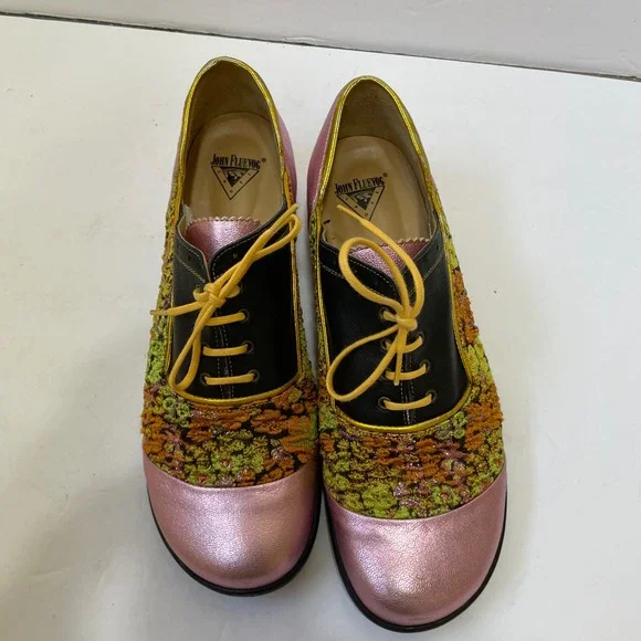 JOHN FLUEVOG DARBY FELLOWSHIP IN PINK WITH TAPESTRY ACCENT - Picture 3 of 10